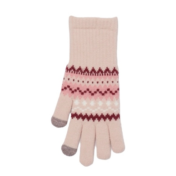 Time And Tru Fair Isle Cherry Blossom Knit Gloves - Picture 5 of 7
